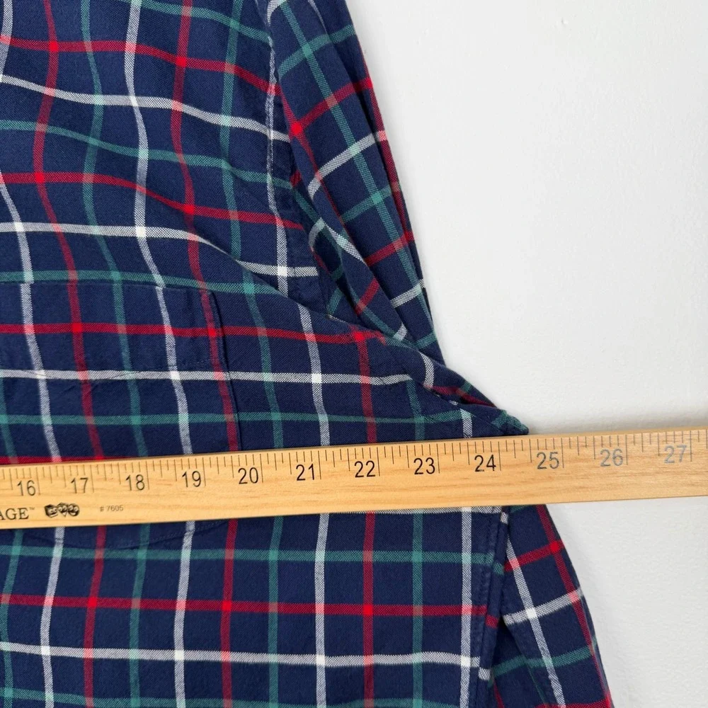 J.Crew Mens XL Oxford Button Down Shirt Plaid Navy Blue Red Green Cotton 22126